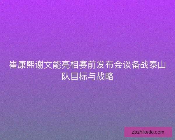 崔康熙谢文能亮相赛前发布会谈备战泰山队目标与战略