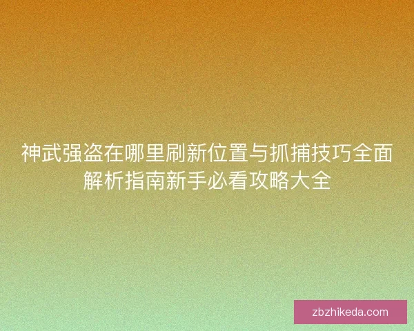 神武强盗在哪里刷新位置与抓捕技巧全面解析指南新手必看攻略大全